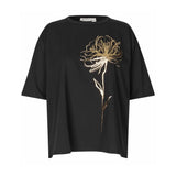 Masai Doreann T-shirt Gold Flower Print In Black