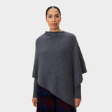 Masai Oversized Knitted Wool Poncho In Grey