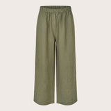 Masai Parini Full Length Linen Trousers In D. Lichen Green