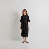 MEI MEIJ Abito Flower Sleeve Detail Dress In Nero