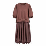 MeiMeij Abito Con Blusa Blouse With Dress In Rum Raisin