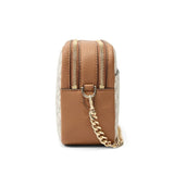 Michael Kors Bryant Medium Double Zip Chain Camera Crossbody In Vanilla Acrn