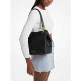 Michael Kors Kensington Large Pebbled Leather Tote Bag In Black
