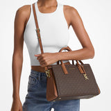 Michael Kors Laila Medium Signature Logo Satchel in BRN/ACORN