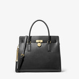 MICHAEL Michael Kors Hamilton Moderne Large Leather Satchel In Black