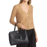 Micheal Kors Chantal Medium Pebbled Leather Satchel Black