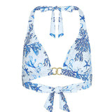 Naia Elba Bikini Triangle Top La Mer Print in Blue