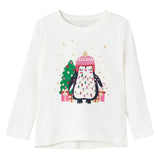 Name IT Christmas Long Sleeve Penguin Top in White