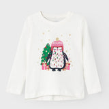 Name IT Christmas Long Sleeve Penguin Top in White