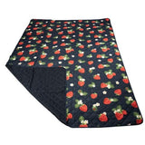 Navigate Summerhouse Strawberries & Cream 175 x 140cm Picnic Blanket Navy Quilted
