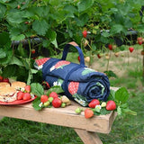 Navigate Summerhouse Strawberries & Cream 175 x 140cm Picnic Blanket Navy Quilted