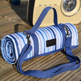 St Ives Picnic Blanket In Blue Stripes, 150 x 135cm