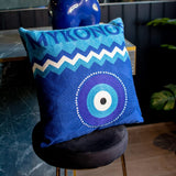 Mykonos Needlepoint Cushion In Blue