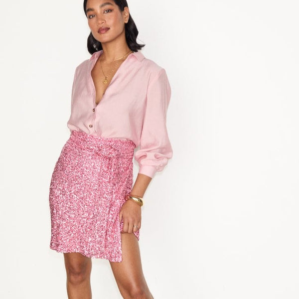 Never Fully Dressed Pink Sequin Mini Jaspre Skirt