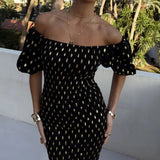 Never Fully Dressed Black Jojo Dress with Gold Fleck