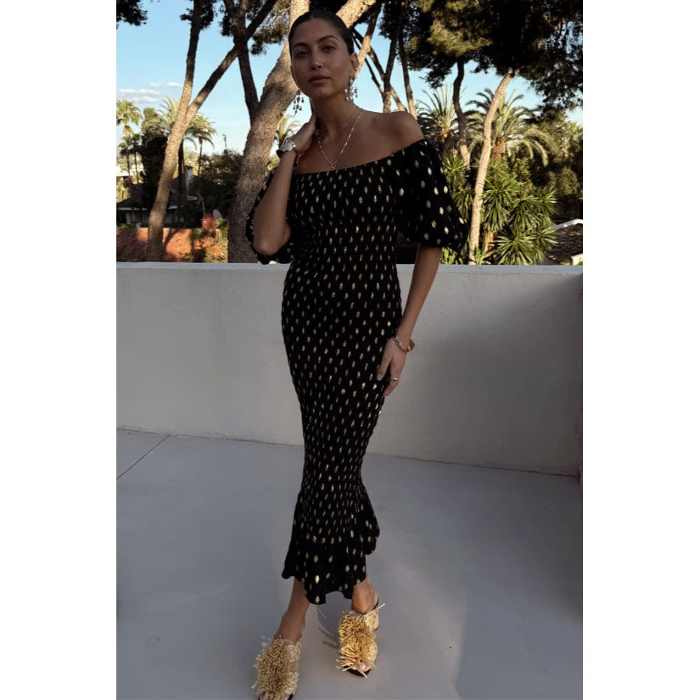 Never Fully Dressed Black Jojo Dress with Gold Fleck
