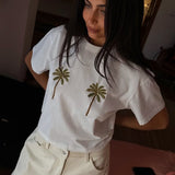 Never Fully Dressed Embroidered Palm Boob T Shirt In White