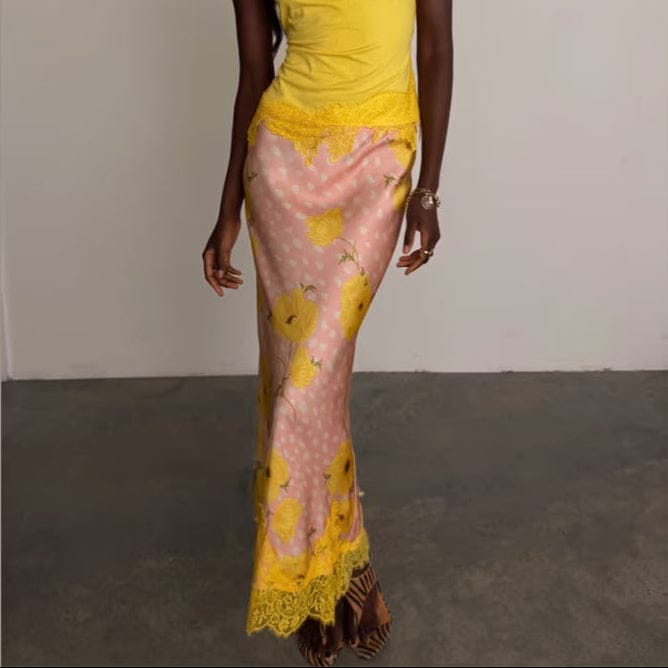 Never Fully Dressed Fawn Poppy Midi Maeva Skirt In Pink