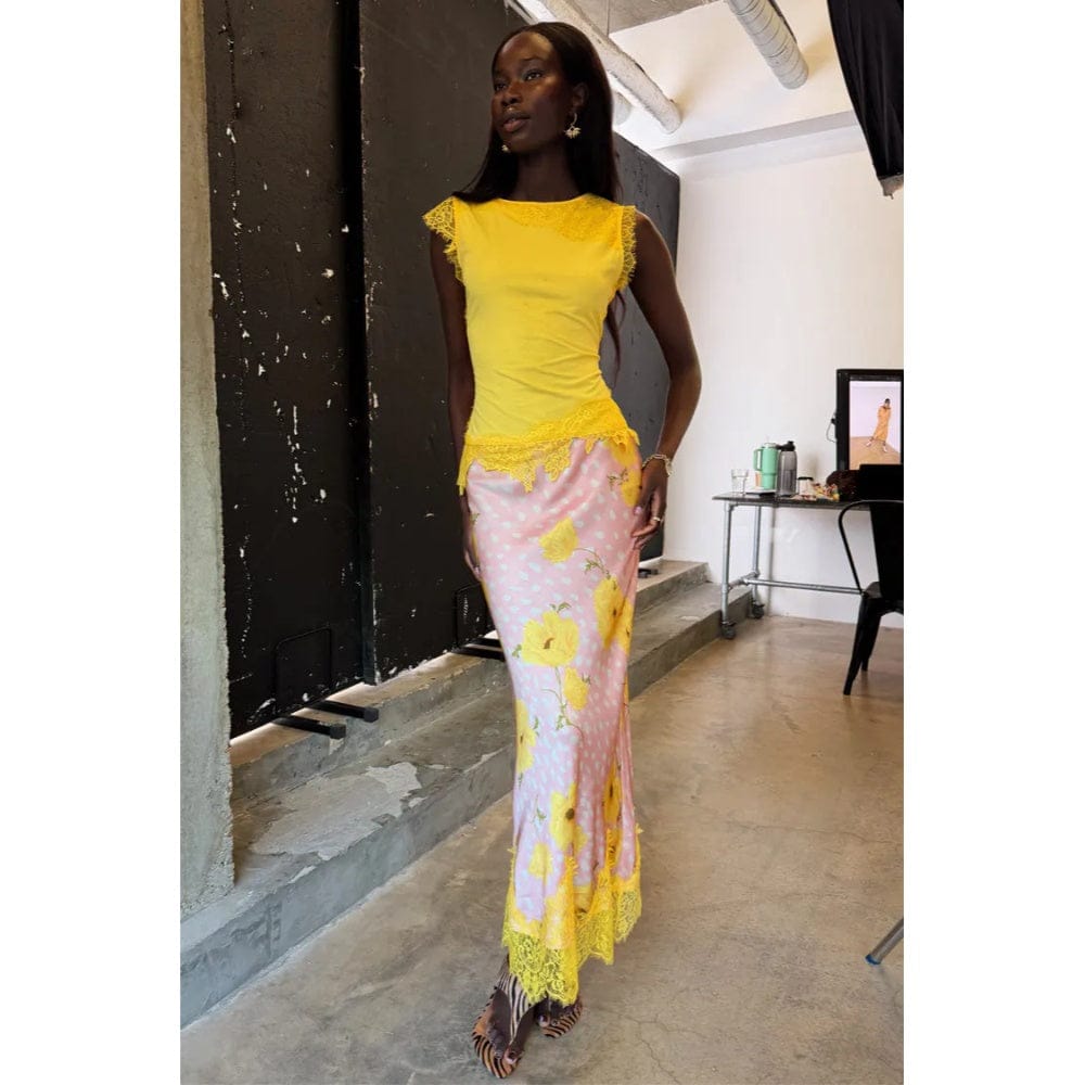Never Fully Dressed Fawn Poppy Midi Maeva Skirt In Pink
