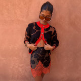 Never Fully Dressed Floral Jacquard Cardigan In Tan Jaden