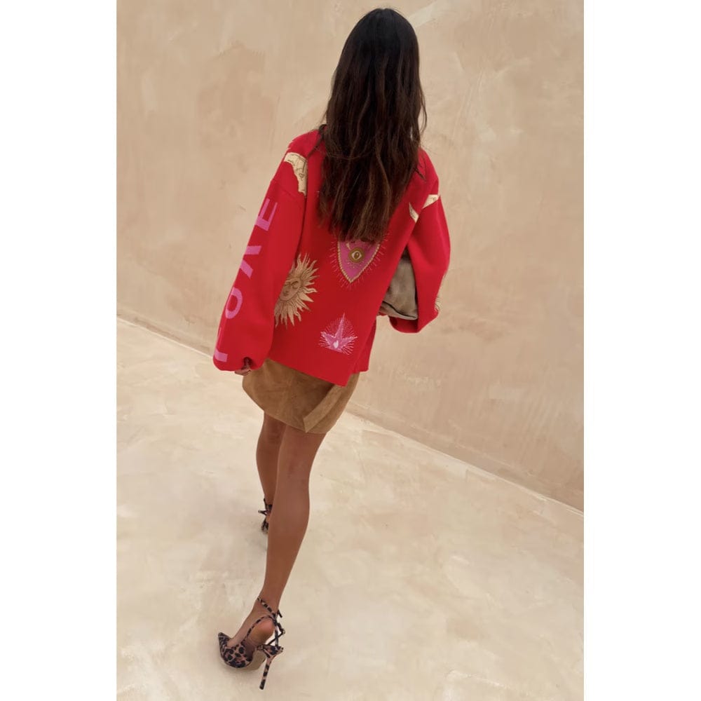 Never Fully Dressed Mystical Cardigan In Red