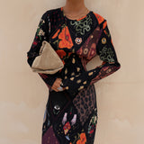 Never Fully Dressed Night Garden Gaia Plisse Dress In Black