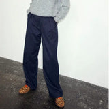 Never Fully Dressed Pinstripe Arden Trousers Navy