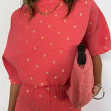 Never Fully Dressed Plisse Tilly Dress in Coral