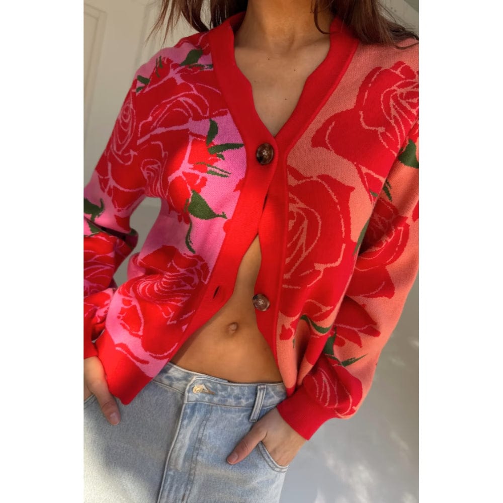 Never Fully Dressed Rosa Forrest Cardigan In Floral Pink