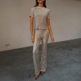Never Fully Dressed Sequin T-Shirt In Silver