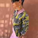 Never Fully Dressed Zebra Jacquard Zizi Cardigan In Green
