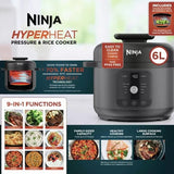 Ninja HyperHeat 9-in-1 6L PC201 Pressure & Rice Cooker In Black