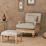 Nkuku Abe Linen Armchair in Stone