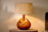 Nkuku Baba Recycled Glass Lamp - Burnt Amber - Large Wide