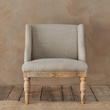 Nkuku Elbu Linen Armchair in Stone