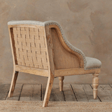 Nkuku Elbu Linen Armchair in Stone