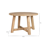 Nkuku Indali 4-6 Seater Round Mango Wood Dining Table in Natural