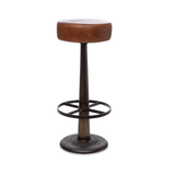 Nkuku Narwana Leather Round Stool in Aged Leather & Iron