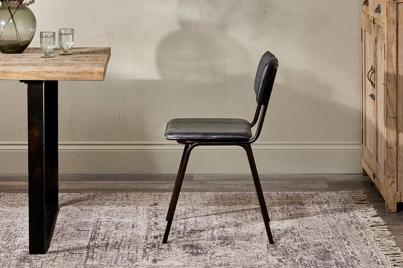 Nkuku Ukari Leather Dining Chair - Aged Black