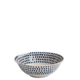 nkuku Indigo Drop Ceramic Cereal Bowl 17cm in Cream/Indigo