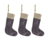 Nkuku Karru Cotton Velvet Mini Stocking - Charcoal _ Set Of 3