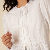 BERNICE TIE FRONT BLOUSE CREAM