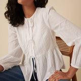 BERNICE TIE FRONT BLOUSE CREAM