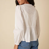 BERNICE TIE FRONT BLOUSE CREAM