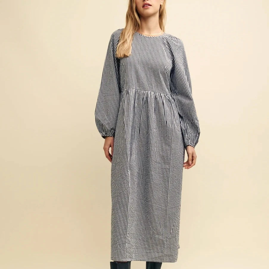 Nobody s Child Black Gingham Check Issy Midi Smock Dress