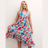 Nobody's Child Big Floral V-Neck Sleeveless Smock Amy Midi Dress