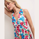 Nobody's Child Big Floral V-Neck Sleeveless Smock Amy Midi Dress