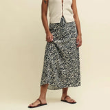 Nobody's Child Black Floral Drawstring Waist Midaxi Skirt
