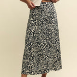 Nobody's Child Black Floral Drawstring Waist Midaxi Skirt