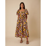 nobody's Child Black Floral Nova Midi Dress